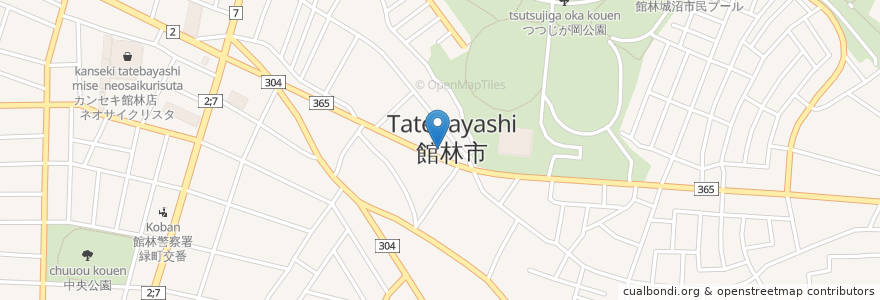 Mapa de ubicacion de 花山ホームヘルパーステーション en Japão, 群馬県, 館林市.
