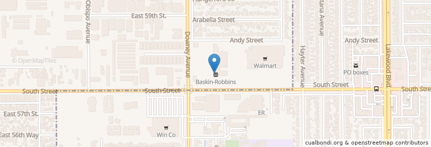 Mapa de ubicacion de Bahn Thai Restaurant en Amerika Syarikat, California, Los Angeles County.