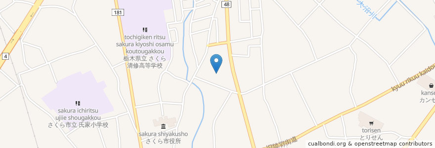 Mapa de ubicacion de ヒカリ園 en 日本, 栃木県, 櫻市.