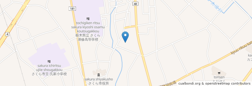 Mapa de ubicacion de 日本キリスト教団 氏家教会 en 日本, 栃木県, さくら市.