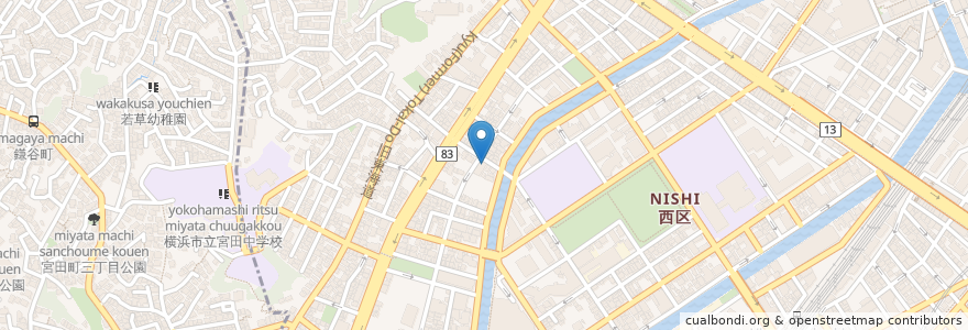 Mapa de ubicacion de レストラン テル en Japonya, 神奈川県, 横浜市, 西区.