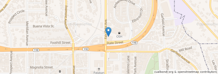 Mapa de ubicacion de Starbucks en Amerika Syarikat, California, Los Angeles County, South Pasadena.