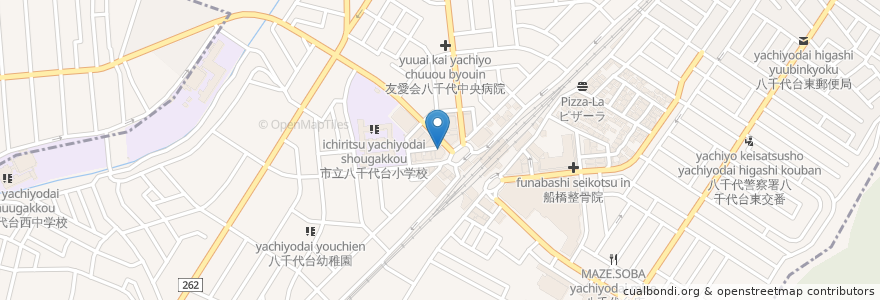 Mapa de ubicacion de 八千代台皮膚科 en Japonya, 千葉県, 八千代市.
