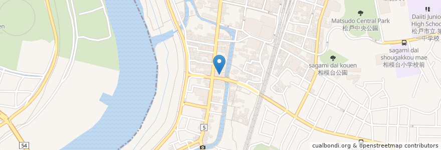 Mapa de ubicacion de 宮前湯 en Japonya, 千葉県, 松戸市.