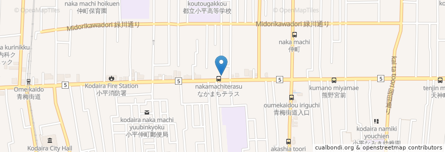 Mapa de ubicacion de 仲町公民館 en 日本, 東京都, 小平市.