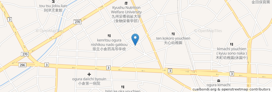 Mapa de ubicacion de 日本キリスト教団北九州復興教会 en Japón, Prefectura De Fukuoka, 北九州市, 小倉北区.