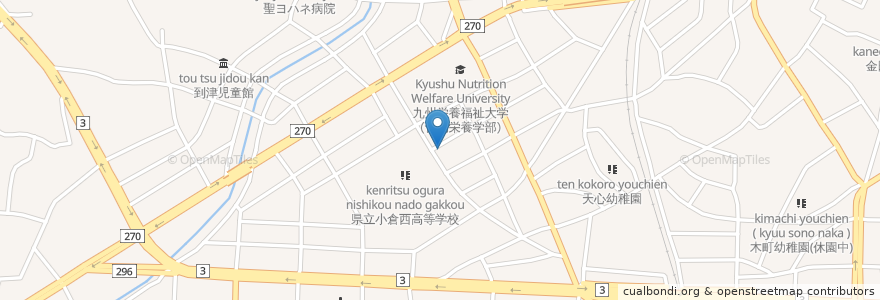 Mapa de ubicacion de セブンスデーアドベンチスト小倉キリスト教会 en Japan, Präfektur Fukuoka, 北九州市, 小倉北区.