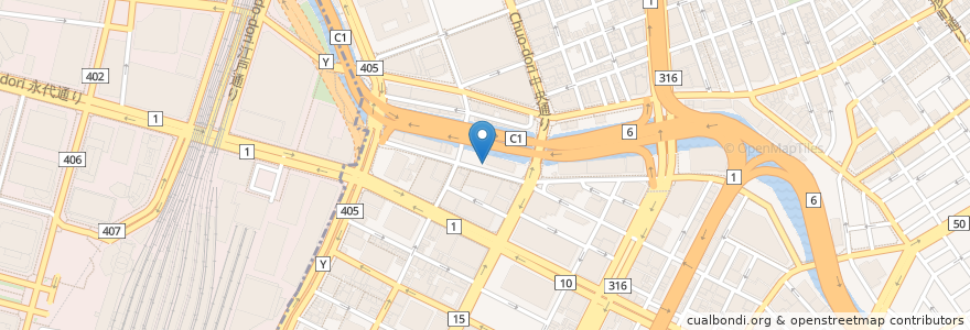 Mapa de ubicacion de 国分ビル駐車場 en ژاپن, 東京都, 中央区.