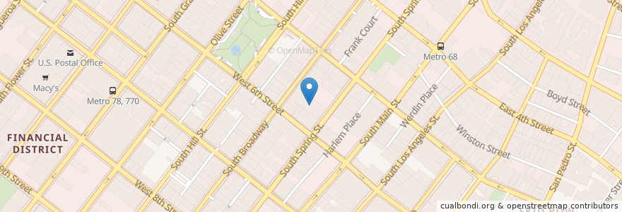 Mapa de ubicacion de Blu Jam Cafe en الولايات المتّحدة الأمريكيّة, كاليفورنيا, مقاطعة لوس أنجلس, لوس أنجلس.