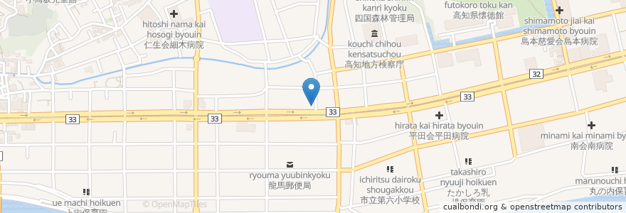 Mapa de ubicacion de 豚太郎 上町店 en Japonya, 高知県, 高知市.