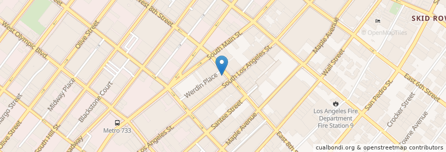 Mapa de ubicacion de Escape Room LA;Stumptown Coffee en アメリカ合衆国, カリフォルニア州, Los Angeles County, ロサンゼルス.