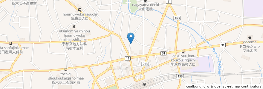 Mapa de ubicacion de Warabi en Japón, Prefectura De Tochigi, 栃木市.