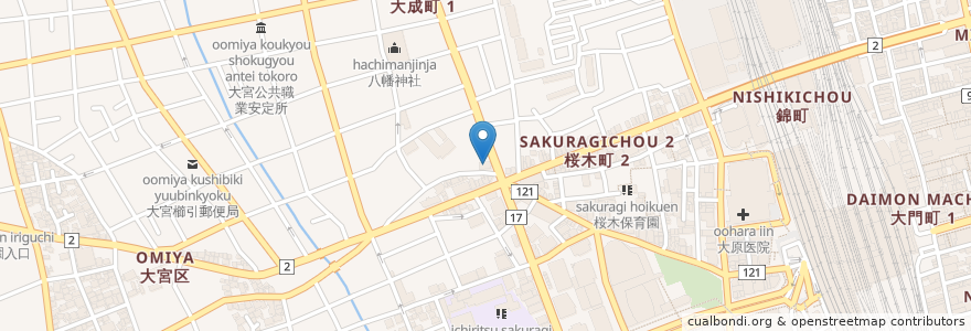 Mapa de ubicacion de 日進湯 en Japan, 埼玉県, さいたま市, 大宮区.