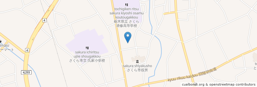 Mapa de ubicacion de 渡辺歯科医院 en Japón, Prefectura De Tochigi, さくら市.