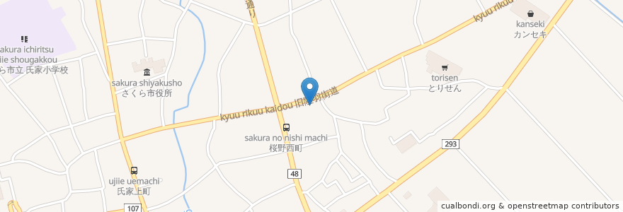 Mapa de ubicacion de 桧山医院 en 日本, 栃木県, さくら市.