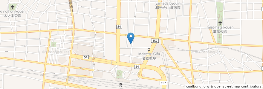 Mapa de ubicacion de 天ぷらスタンドKitsune en اليابان, 岐阜県, 岐阜市.