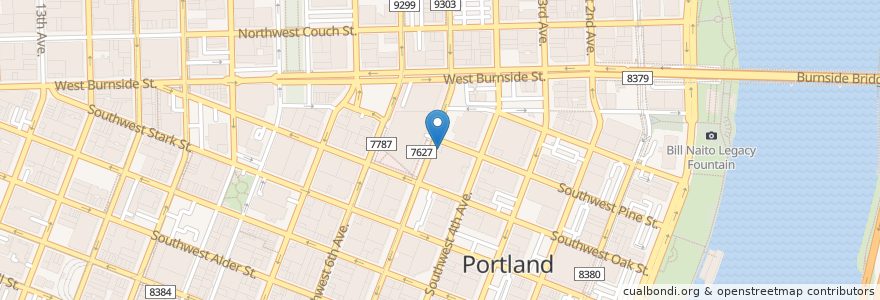 Mapa de ubicacion de Central Post Office en United States, Oregon, Portland, Multnomah County.