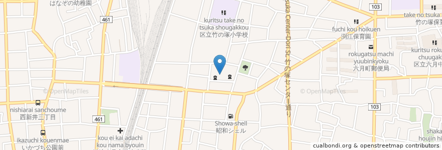 Mapa de ubicacion de 炎天寺 en Jepun, 東京都, 足立区.