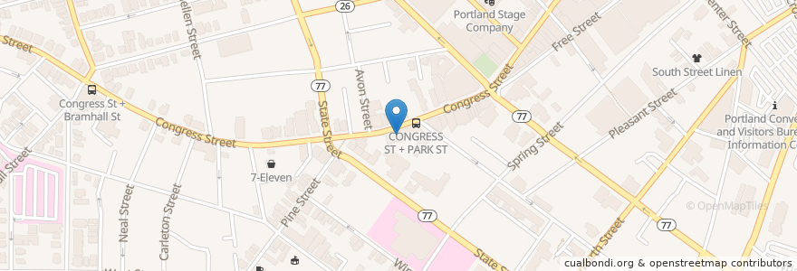 Mapa de ubicacion de Blue en United States, Maine, Cumberland County, Portland.