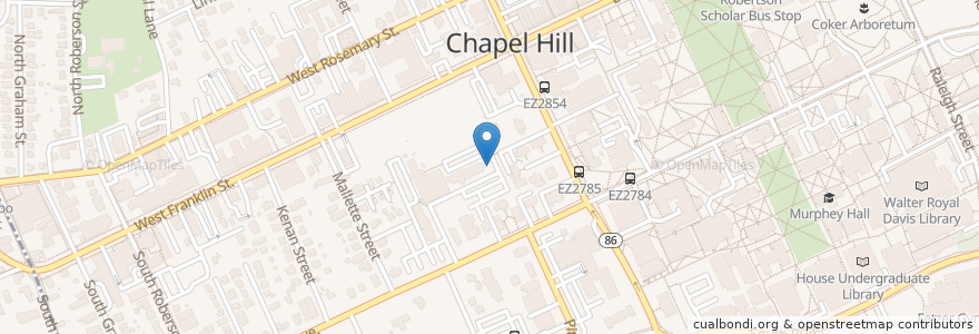 Mapa de ubicacion de Granville Towers en Estados Unidos De América, Carolina Del Norte, Orange County, Chapel Hill.