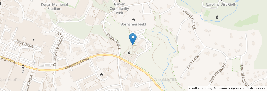 Mapa de ubicacion de Ehringhaus en 미국, 노스캐롤라이나, Orange County, Chapel Hill.
