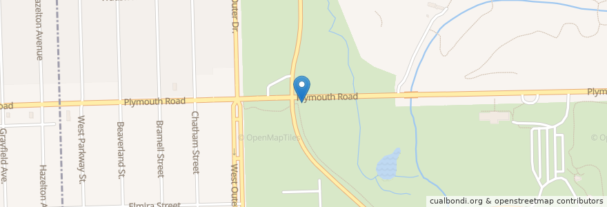 Mapa de ubicacion de Plymouth / Rouge Park (EB) en Amerika Birleşik Devletleri, Michigan, Wayne County, Detroit.