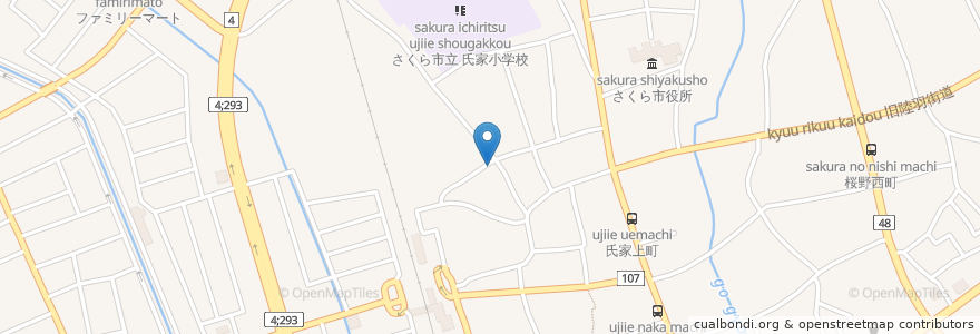 Mapa de ubicacion de 上町自治公民館 en اليابان, 栃木県, さくら市.