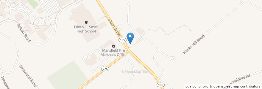 Mapa de ubicacion de Wingstop en 美利坚合众国/美利堅合眾國, 康涅狄格州 / 康乃狄克州, Tolland County, Mansfield.