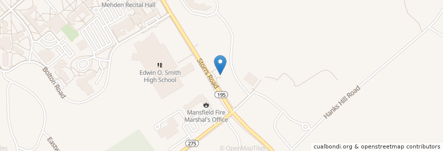 Mapa de ubicacion de Starbucks en 미국, 코네티컷, Tolland County, Mansfield.