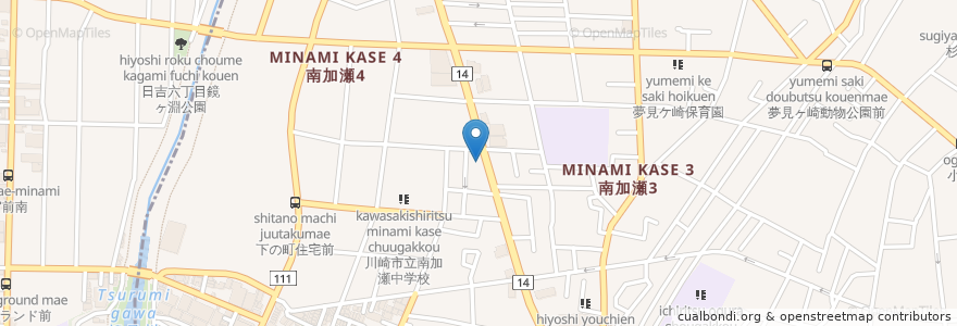 Mapa de ubicacion de ほっともっと南加瀬４丁目店 en 日本, 神奈川縣, 川崎市, 幸区.