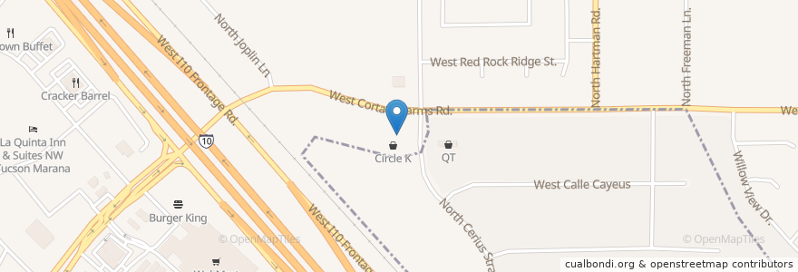 Mapa de ubicacion de Circle K en 美利坚合众国/美利堅合眾國, 亚利桑那州 / 亞利桑那州, Pima County, Marana.