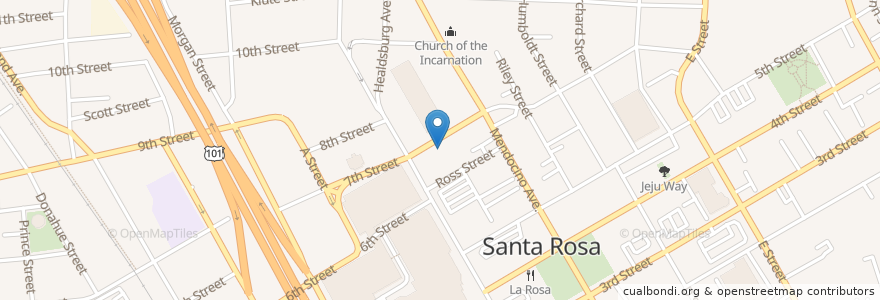 Mapa de ubicacion de Haku Sushi en United States, California, Sonoma County, Santa Rosa.