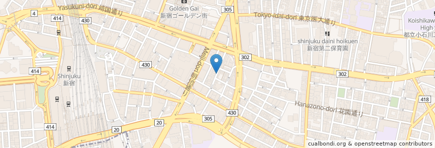 Mapa de ubicacion de Кафе шинжюкю 1-й день en ژاپن, 東京都, 新宿区.