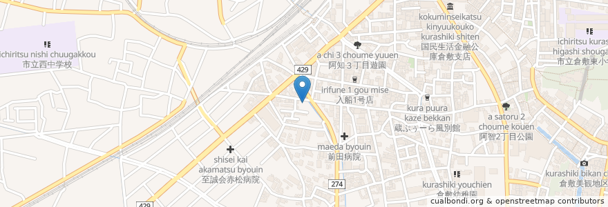 Mapa de ubicacion de タイムズ倉敷老松町 en Japan, 岡山県, 倉敷市.