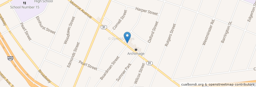Mapa de ubicacion de Empanada Shop en 美利坚合众国/美利堅合眾國, 纽约州 / 紐約州, Monroe County, Rochester.