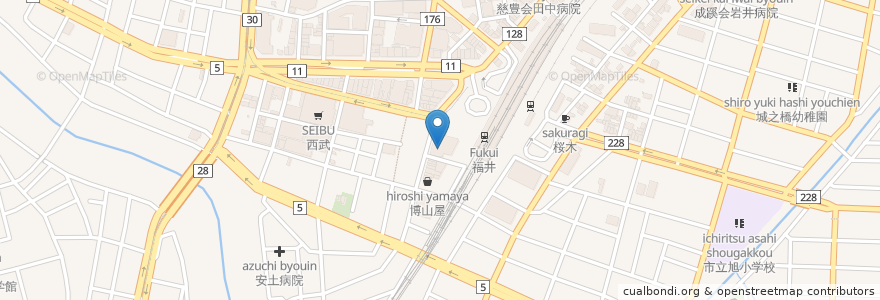 Mapa de ubicacion de あみだそば en Jepun, 福井県, 福井市.