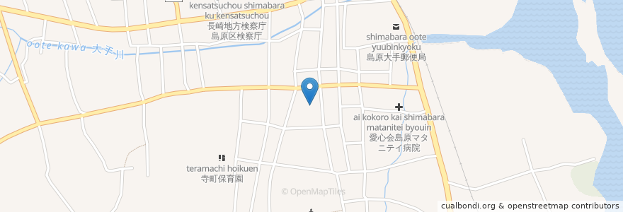 Mapa de ubicacion de 島原温泉;ゆとろぎの湯 en 일본, 나가사키현, 島原市.