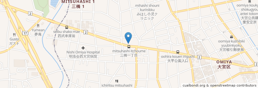 Mapa de ubicacion de 麺くら馬 en 日本, 埼玉県, さいたま市, 大宮区.