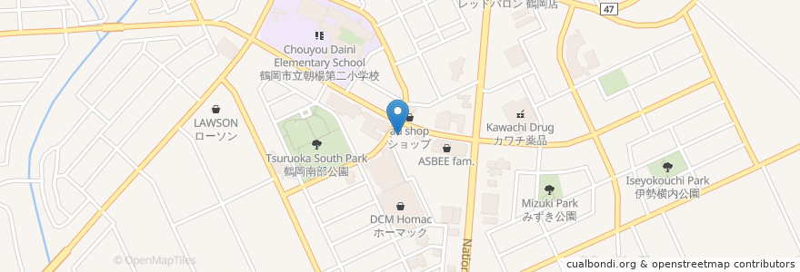 Mapa de ubicacion de コメダ珈琲店 en اليابان, 山形県, 鶴岡市.