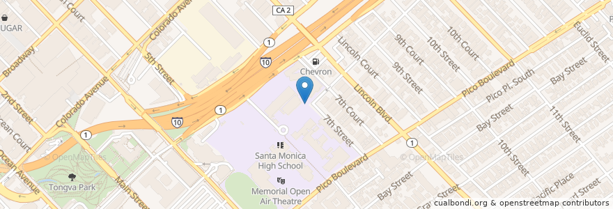 Mapa de ubicacion de Main Gate en Verenigde Staten, Californië, Los Angeles County.