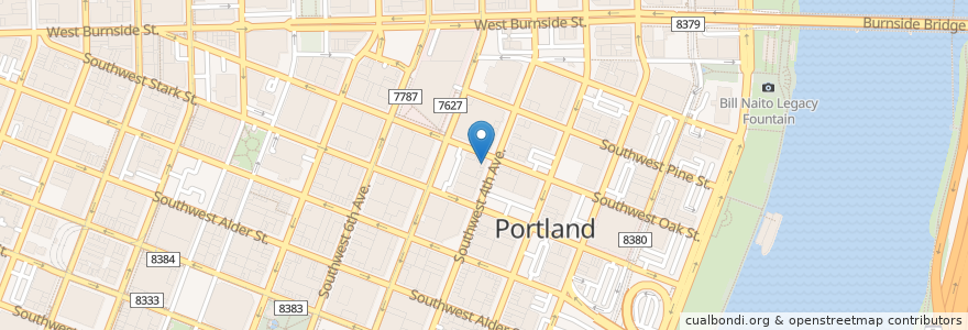 Mapa de ubicacion de Starbucks en Amerika Syarikat, Oregon, Portland, Multnomah County.