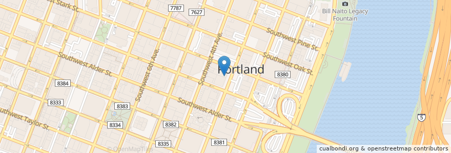 Mapa de ubicacion de Huber's en Verenigde Staten, Oregon, Portland, Multnomah County.
