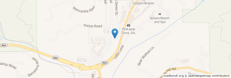 Mapa de ubicacion de Wildflower Bread Company en 美利坚合众国/美利堅合眾國, 亚利桑那州 / 亞利桑那州, Coconino County, Sedona.