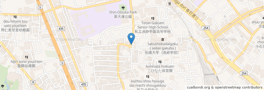 Mapa de ubicacion de 小日向台町 en Japón, Tokio, Bunkyo.