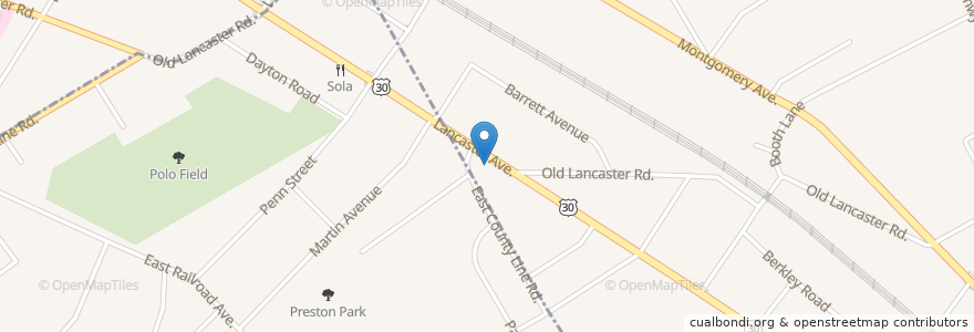 Mapa de ubicacion de Roache & O’Briens en 美利坚合众国/美利堅合眾國, 宾夕法尼亚 / 賓夕法尼亞州, Montgomery County, Lower Merion Township.