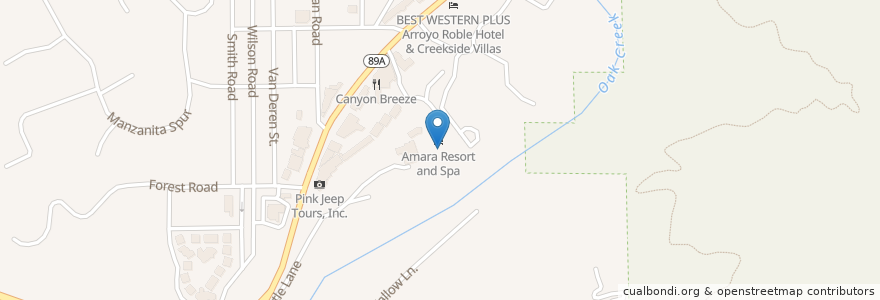 Mapa de ubicacion de Saltrock en Estados Unidos De América, Arizona, Coconino County, Sedona.