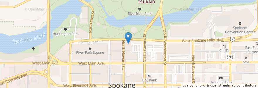 Mapa de ubicacion de O'dohertys Irish Grill en アメリカ合衆国, ワシントン州, Spokane County, Spokane.