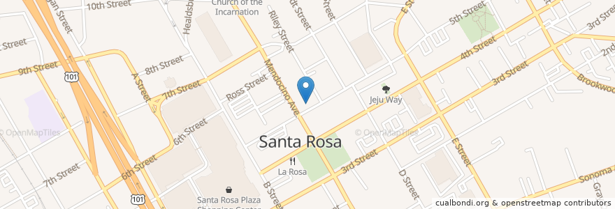 Mapa de ubicacion de Ausiello's Bar & Grill en アメリカ合衆国, カリフォルニア州, Sonoma County, Santa Rosa.