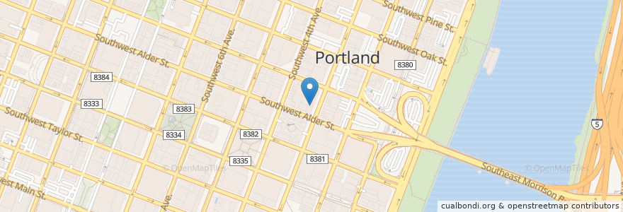 Mapa de ubicacion de Barista en Estados Unidos Da América, Oregon, Portland, Multnomah County.