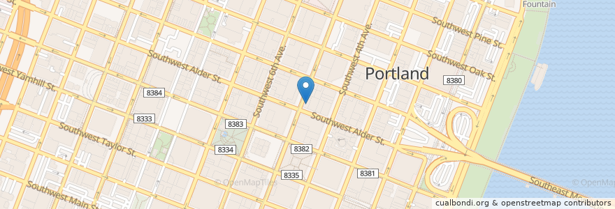 Mapa de ubicacion de Washington Federal en United States, Oregon, Portland, Multnomah County.